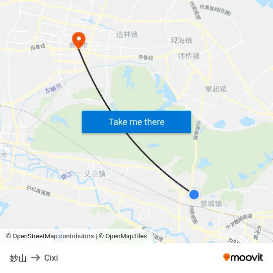 妙山 to Cixi map