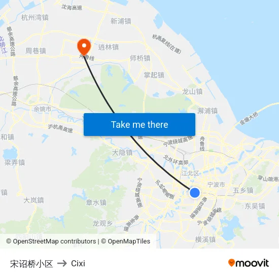 宋诏桥小区 to Cixi map