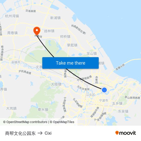 商帮文化公园东 to Cixi map