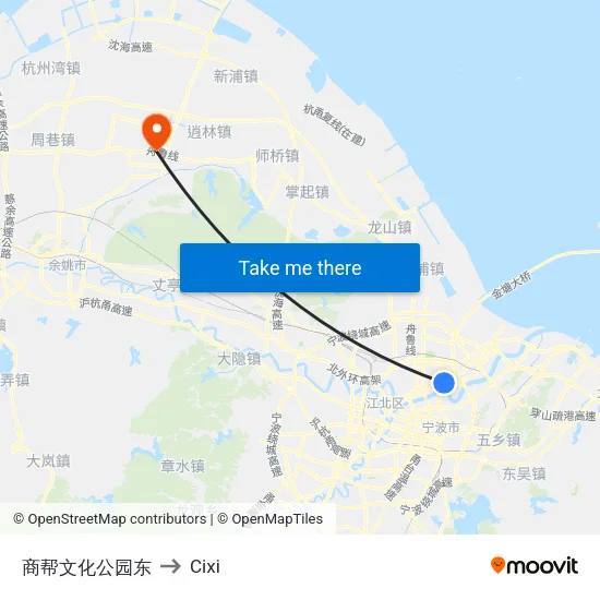 商帮文化公园东 to Cixi map