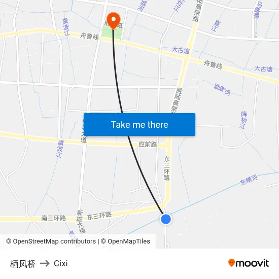 栖凤桥 to Cixi map