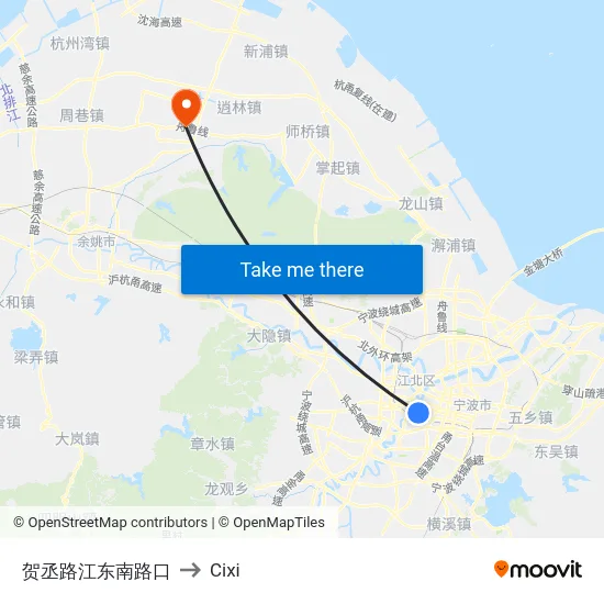 贺丞路江东南路口 to Cixi map