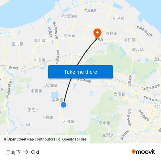 Jinling South to Cixi map