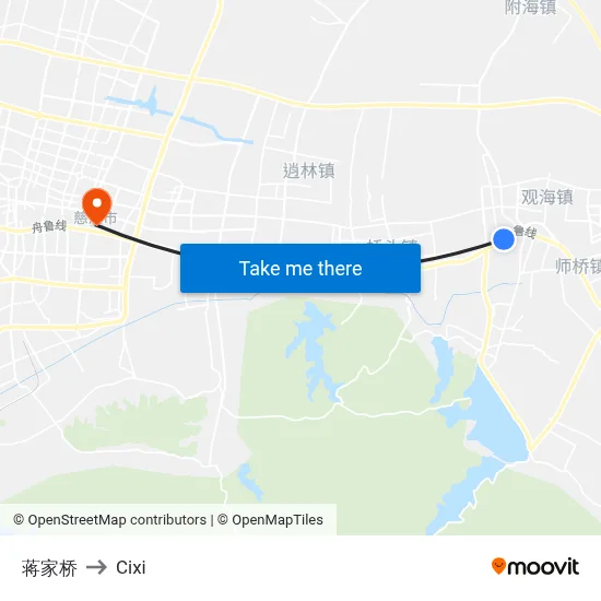 蒋家桥 to Cixi map