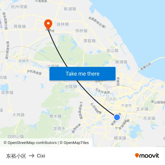 东裕小区 to Cixi map