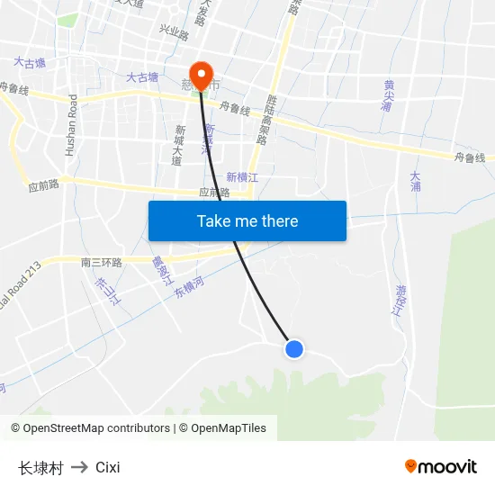 Changtan Village to Cixi map