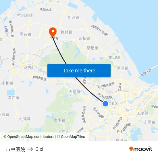 市中医院 to Cixi map