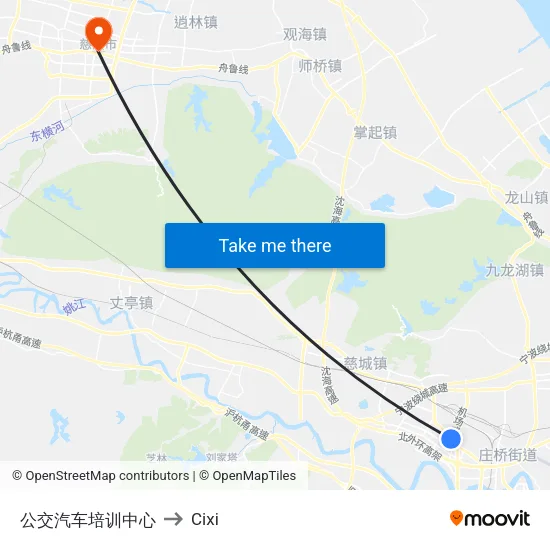 Bus Driver Training Center to Cixi map
