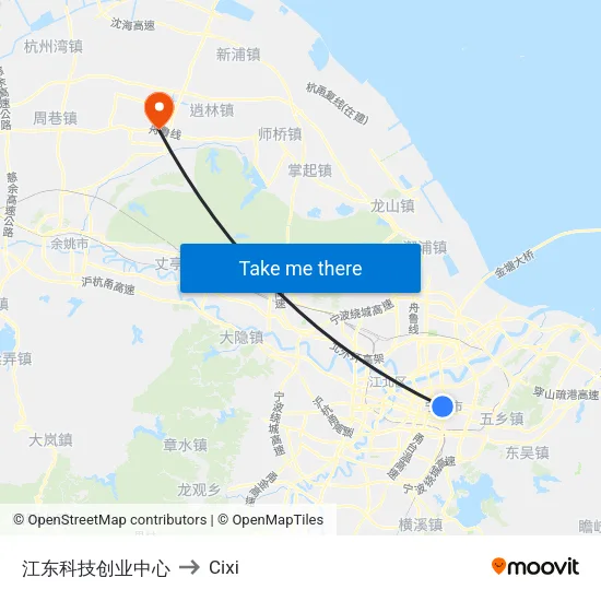 江东科技创业中心 to Cixi map