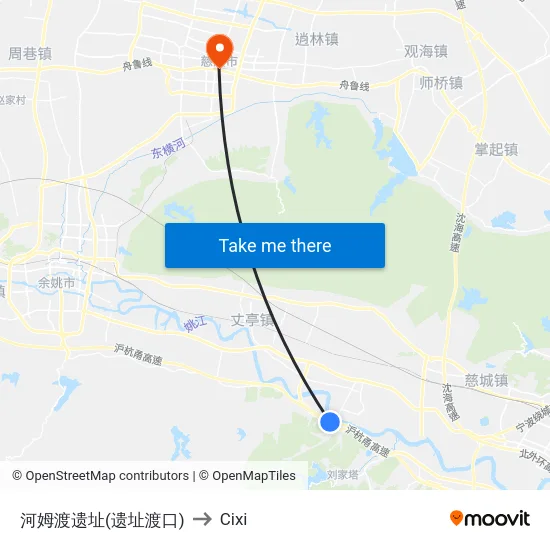 河姆渡遗址(遗址渡口) to Cixi map