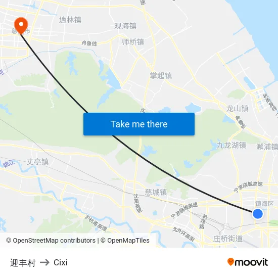 迎丰村 to Cixi map