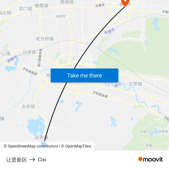 让贤新区 to Cixi map