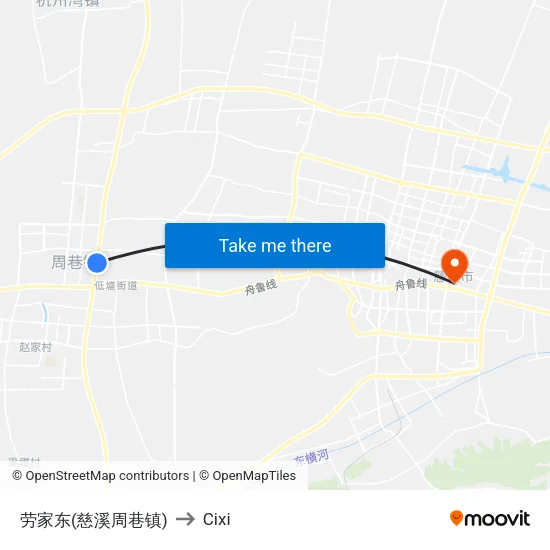 劳家东(慈溪周巷镇) to Cixi map