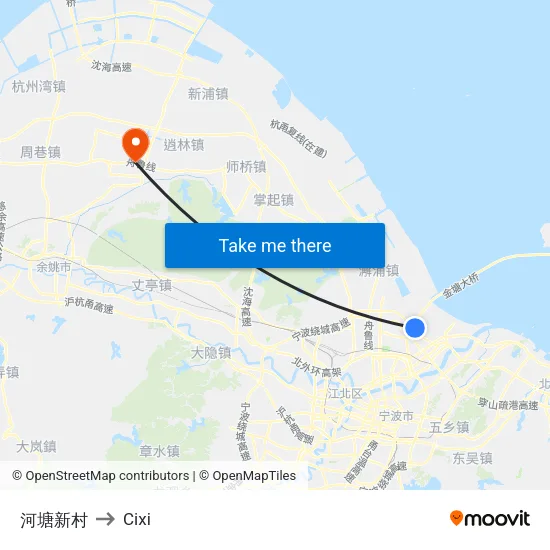 河塘新村 to Cixi map