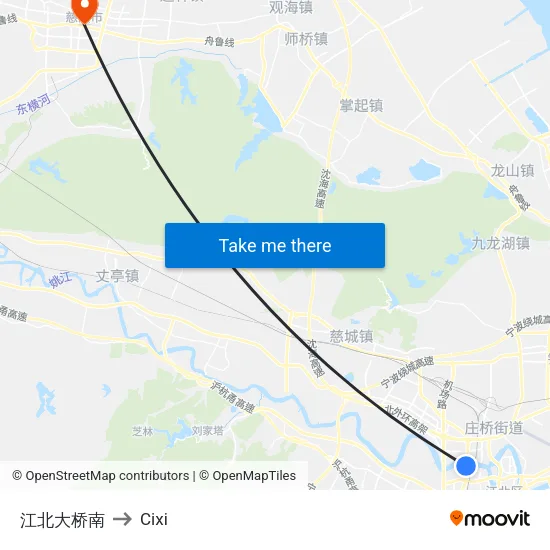 江北大桥南 to Cixi map