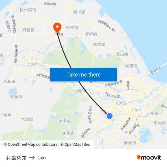 Lijia Bridge East to Cixi map