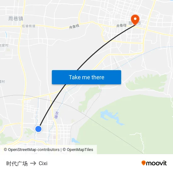 时代广场 to Cixi map