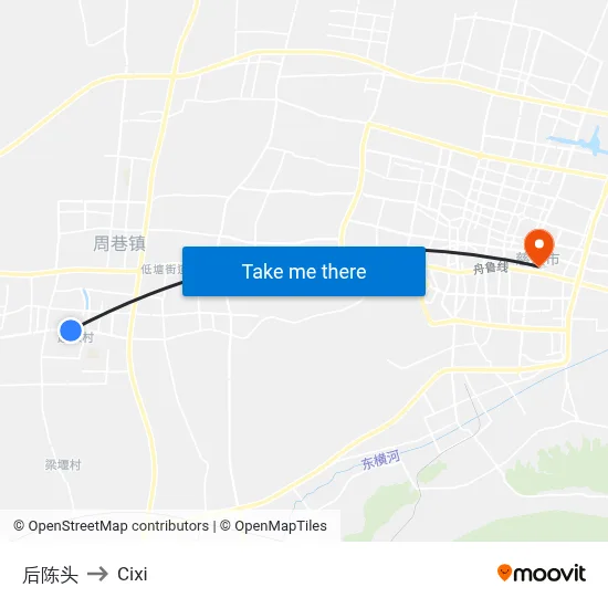 后陈头 to Cixi map