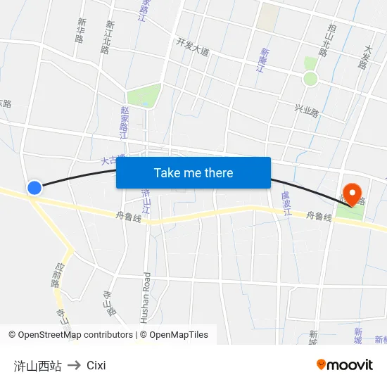 浒山西站 to Cixi map