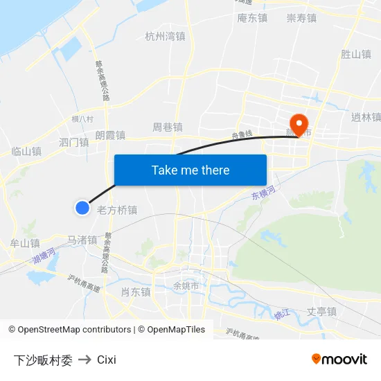 下沙畈村委 to Cixi map