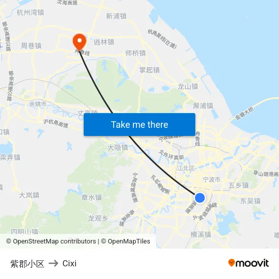 紫郡小区 to Cixi map