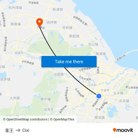 Tongwang to Cixi map