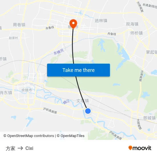 方家 to Cixi map