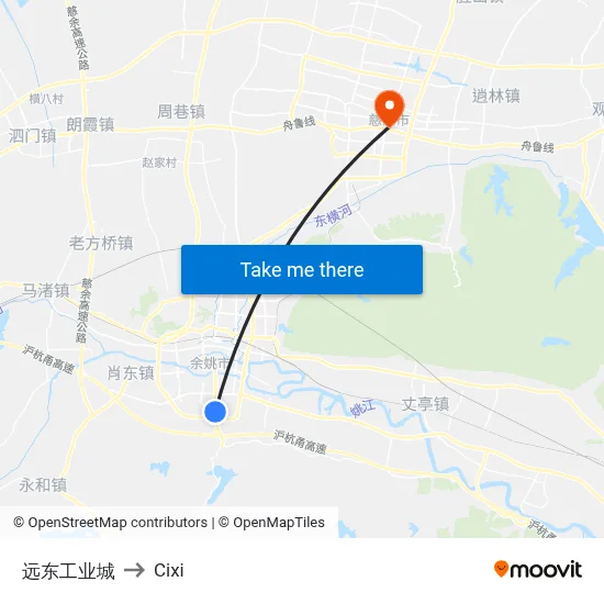 远东工业城 to Cixi map