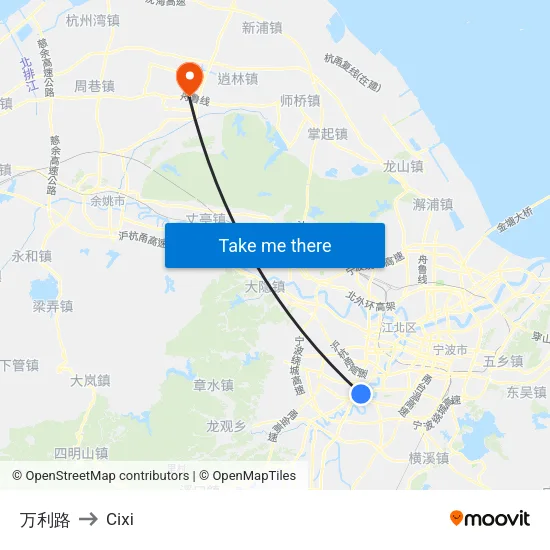 万利路 to Cixi map