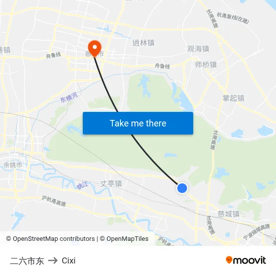 二六市东 to Cixi map