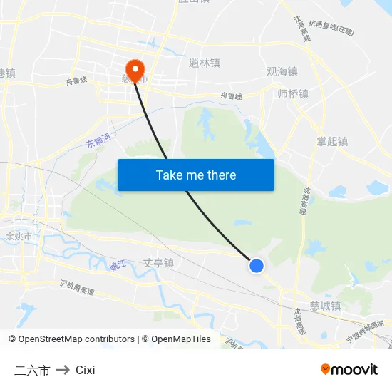 二六市 to Cixi map