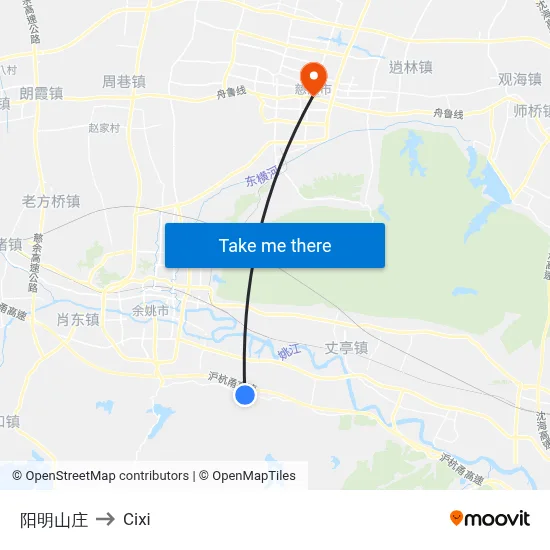 阳明山庄 to Cixi map