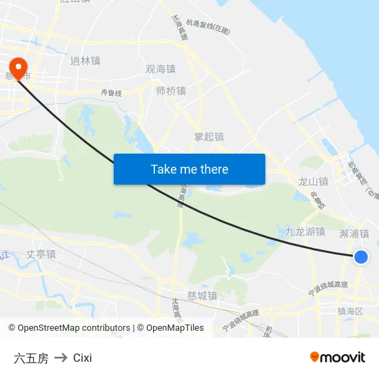 六五房 to Cixi map
