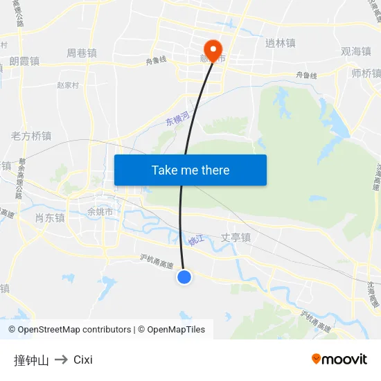 Bell Mountain to Cixi map