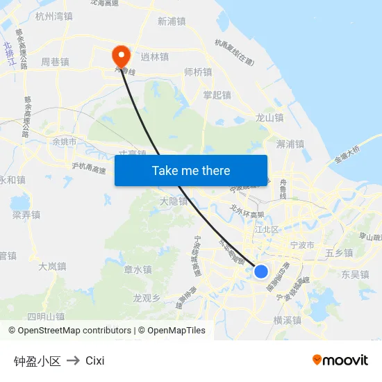 钟盈小区 to Cixi map