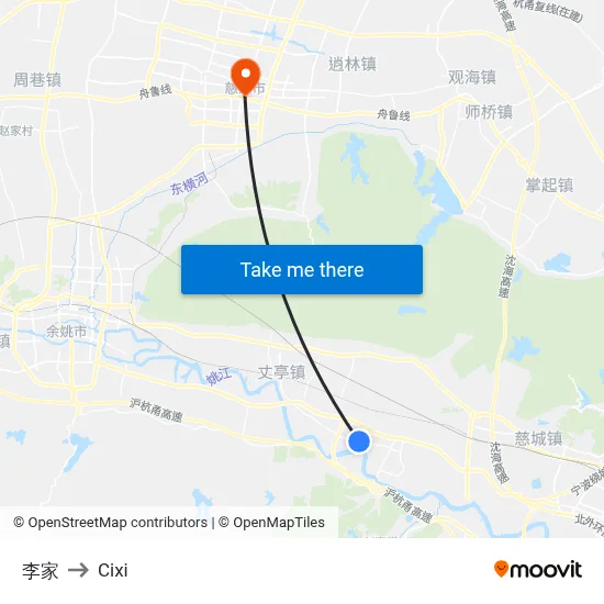 李家 to Cixi map