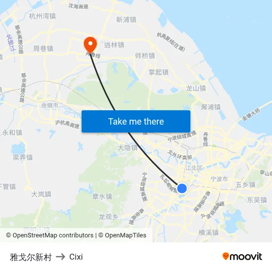 雅戈尔新村 to Cixi map