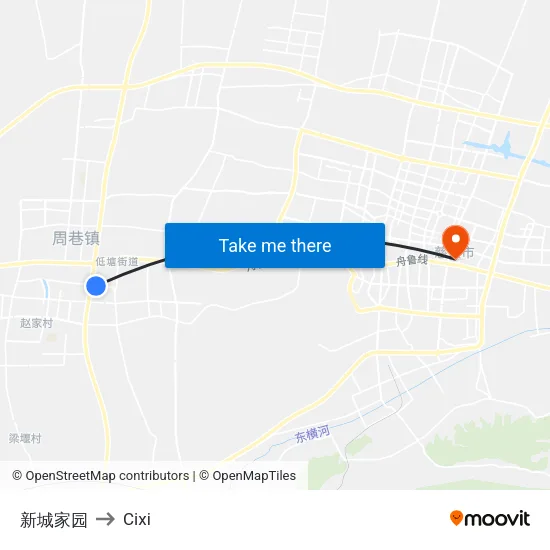 新城家园 to Cixi map