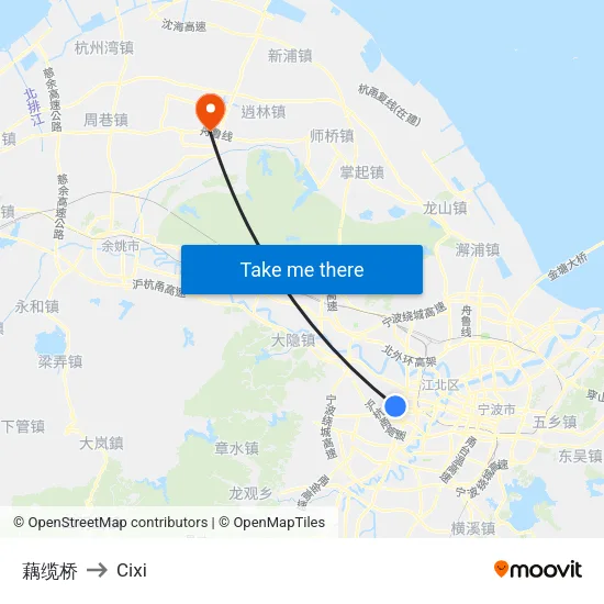 藕缆桥 to Cixi map