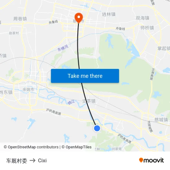 车厩村委 to Cixi map
