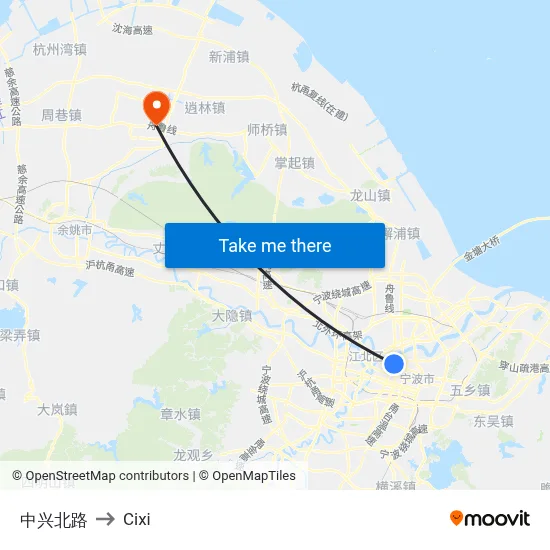 中兴北路 to Cixi map