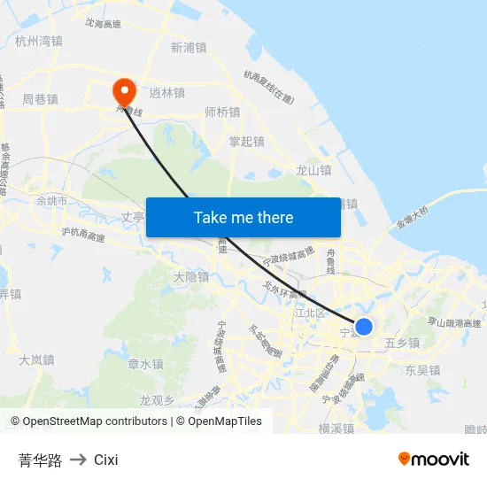 Jinghua Road to Cixi map