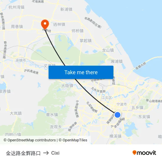 Jinda Road Jinhui Intersection to Cixi map