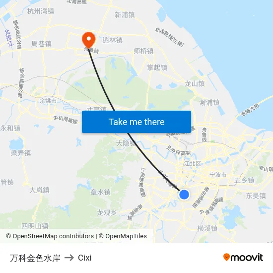 Vanke Golden Waterfront to Cixi map