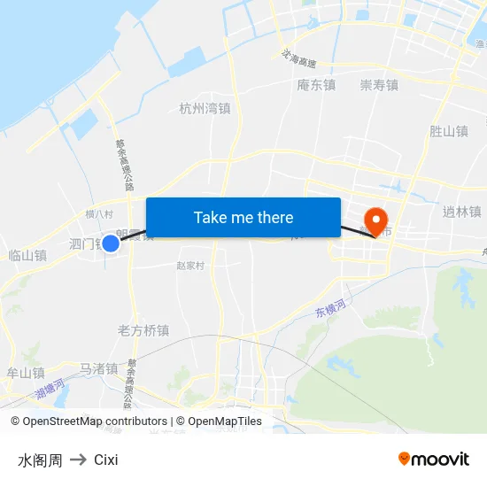 Shui Ge Zhou to Cixi map