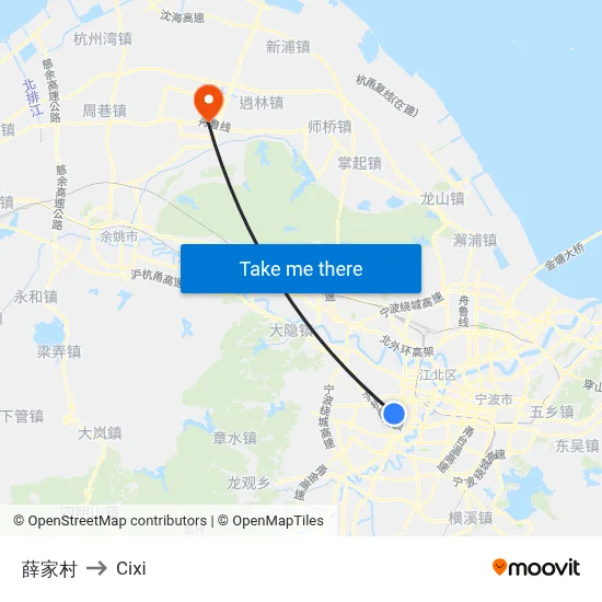 薛家村 to Cixi map