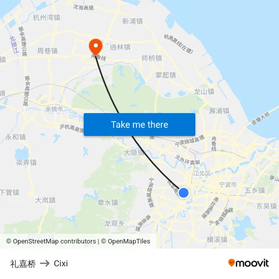 Lijia Bridge to Cixi map