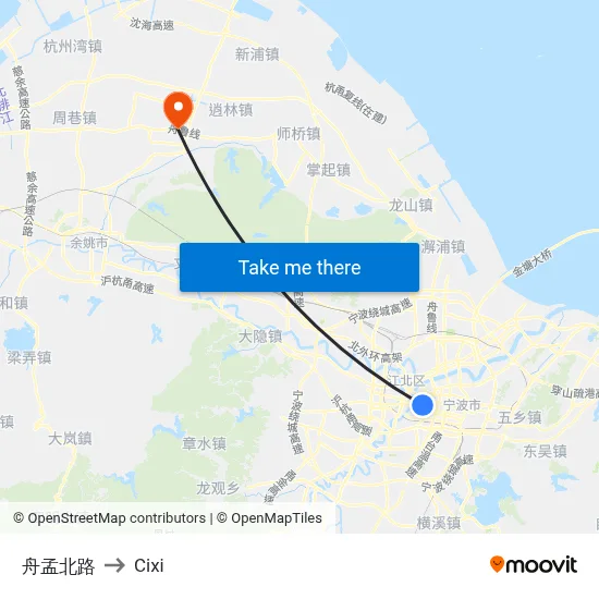 舟孟北路 to Cixi map