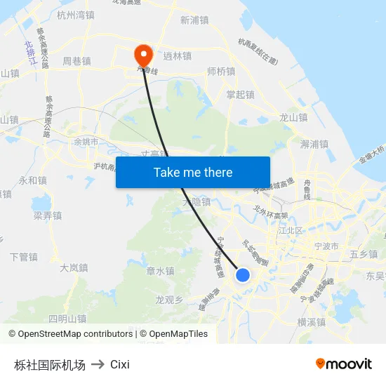 栎社国际机场 to Cixi map