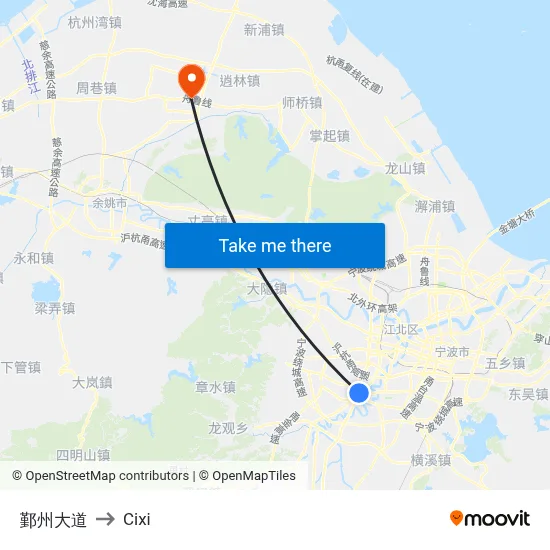 鄞州大道 to Cixi map